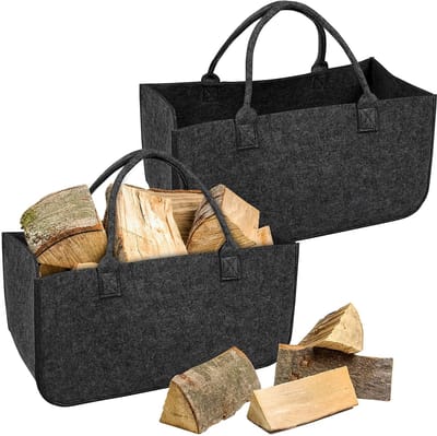 Vilten manden - Hout opslag - Haardhout vervoer - Opvouwbaar ontwerp - 2 stuks 50 cm - Donkergrijs