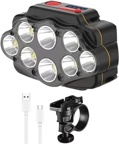 VHV - Fietsverlichting LED Voorlicht - LED Koplamp Fiets voor Nacht Rijden - 8 LED, waterbestendig ontwerp - voor Mountainbike, Racefiets, Stadsfiets, E-bike en Woon-Werkverkeer