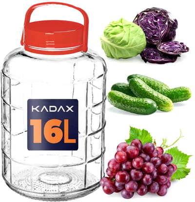 KADAX Glazen augurkglas met deksel, inmaakpot, luchtdichte conservering, universeel glas, voorraadpot voor augurken, opslag, weckpot (16 liter)