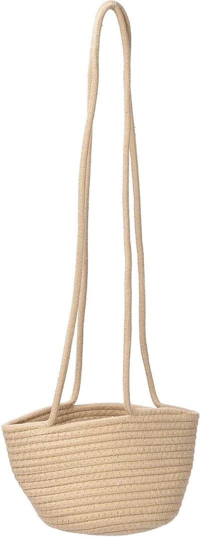 Bloemenmand Hangend - Opbergmand Geweven - Planten Decoreren - Opvouwbaar Ontwerp - 19x17cm - Bruin