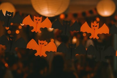 Vleermuizen Slinger Halloween – 3 Meter – Crêpepapier – Zwart & Oranje – Feestdecoratie – Halloween Versiering