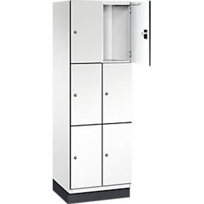 C+P Cambio lockerkast, 2 vakken, 6 vakken, met plint, B 600 x D 525 x H 1980 mm, verkeerswit/wit