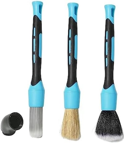 Detailborstelset Auto - Reinigingskwasten Set - Auto Interieur Reinigen - Zachte Kwaliteit - 3 Delig - Blauw