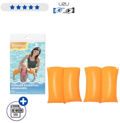 Bestway Zwemarmbanden 32005 Oranje 20 cm - Opblaasbare Kinder Zwembandjes Voor Leren Zwemmen Pool Strand En Zee Met Dubbele Luchtkamers Veiligheidsventiel En Duurzaam Vinyl Met Ebook