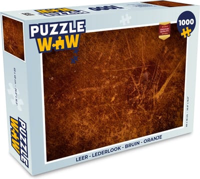 Puzzel Leer - Lederlook - Bruin - Oranje - Legpuzzel - Puzzel 1000 stukjes volwassenen