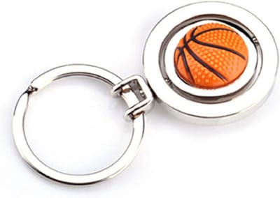 Basketbal Sleutelhanger - 3D Bal - Cadeau Idee - Draaibaar Ontwerp - 12 x 7 cm - Zilverkleurig