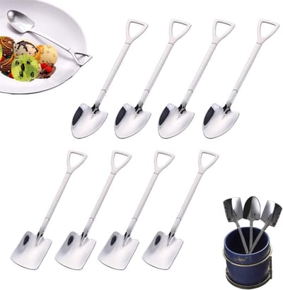 EGoods - Set van 8 roestvrijstalen lepels voor koffie, thee, ijs en desserts