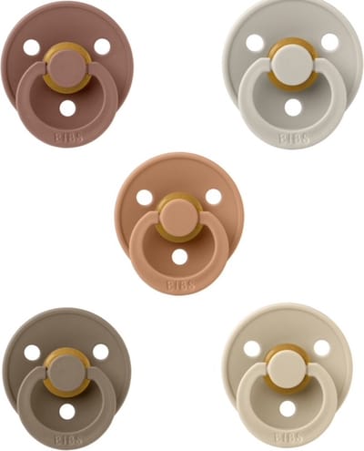Bibs fopspenen 0-6 maand set 5 stuks Dark Oak,Vanilla,Desert Sand,Woodchuck en Sand maat 1