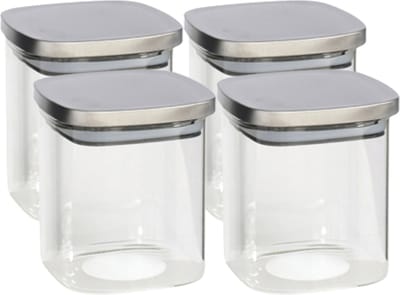 Gerim - Voedsel/etenswaren 4x voorraadpotten 800 ml glas en RVS deksel