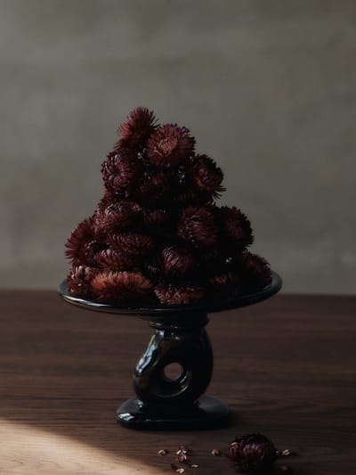 Ferm Living Damo glazen middenstuk - dark grape - Ø21 cm