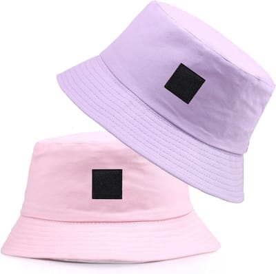 Unisex Vouwbare Zonnehoed voor Buitenactiviteiten - Cotton Bucket Hat voor Vissen, Kamperen en Wandelen in Paars en Roze