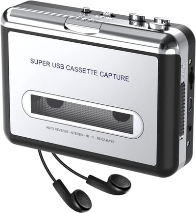 Cassette Speler - Walkman -Metallic zilver met zwarte bekleding
