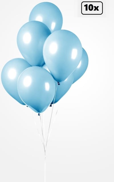 10x Ballon licht blauw 30cm - Festival feest party verjaardag landen helium lucht thema