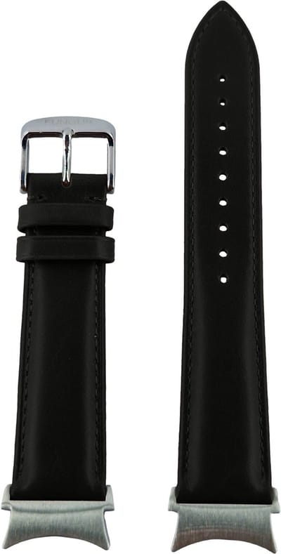Fungus - Smartwatch bandje - Geschikt voor Samsung Galaxy Watch 6, Watch 5 (Pro), Watch 4 - Leer - Zwart, zilver connector