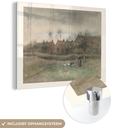 ® Glasschilderij 160x120 cm - Schilderij acrylglas - Bleekveld - Schilderij van Anton Mauve - Foto op glas - Muurdecoratie woonkamer - Wanddecoratie slaapkamer - Schilderijen