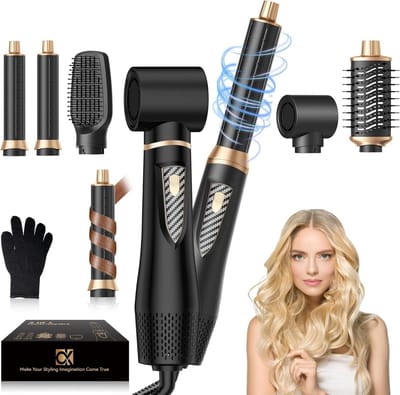 Haarstyler 5-in-1 - Heteluchtborstel Krultang - Professioneel Stylen - Coanda Technologie - 1000 W - Zwart