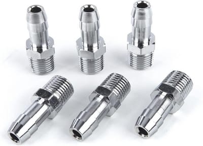 6 X Slangnippel 8 mm 1/4" Uitwendig Draad