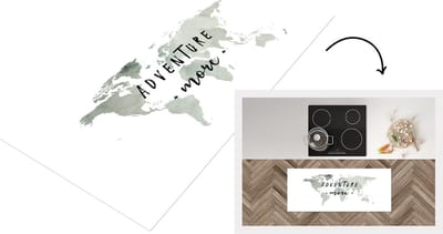 Keukenloper - Loper keuken - Wereldkaart - Grijs - Quote - 120x50 cm - Keukenloper vinyl