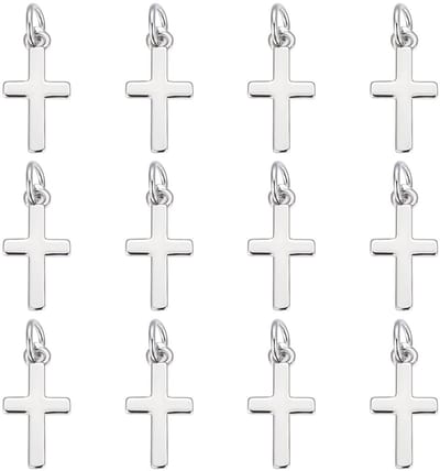 Dailygoods- Kruishanger 12 Stuks - Echte Geplatineerde Bedels - 15 x 8 x 1,5 mm - Voor Sieraden - Doe-het-zelf - Veelzijdig en Elegant - Bedel