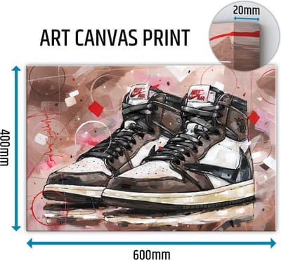 Sneaker canvas high - black laces 60x40 cm