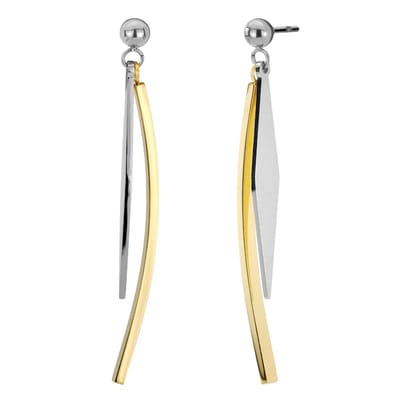 Traveller Oorbellen - Oorhangers Dames - Goud & Zilver - Bicolor Edelstaal - 50 x 4 mm - Verguld - Hangers - 181287