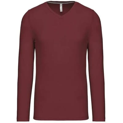 Kariban T-shirt V-hals lange mouwen K358 - Wine - 3XL