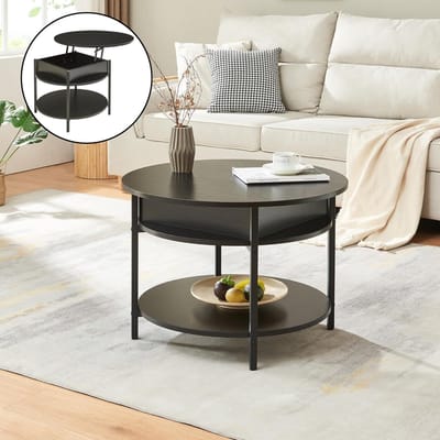Ronde salontafel met hefblad en opbergruimte Ø70 cm