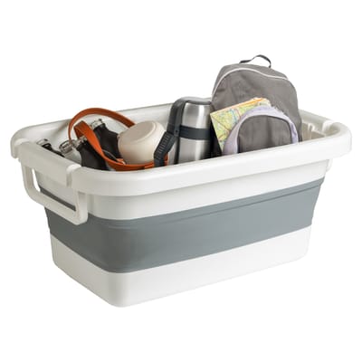 Opvouwbare wasmand/bak CLEAN SILW kunststof grijs/wit hjh OFFICE