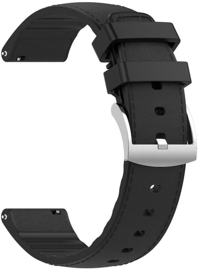 Hybride bandje - siliconen + leer - geschikt voor Garmin Venu (2 Plus) / Venu SQ (2) / Vivomove (Style - Sport) / Vivoactive 3 / 5 / 6 / Forerunner 55 / 165 / 245 / 645 / 570 - 42mm - zwart