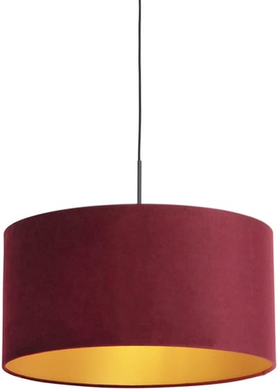 QAZQA combi - Landelijke Hanglamp met kap - 1 lichts - Ø 500 mm - Rood - Woonkamer | Slaapkamer | Keuken