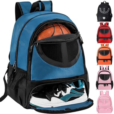 Sport Rugzak met Compartiment voor Bal en Schoenen - Lichtgewicht, Ademend, 30L Capaciteit - Perfect voor Jongens en Meisjes - Voor School, Gym en Reizen - Blauw