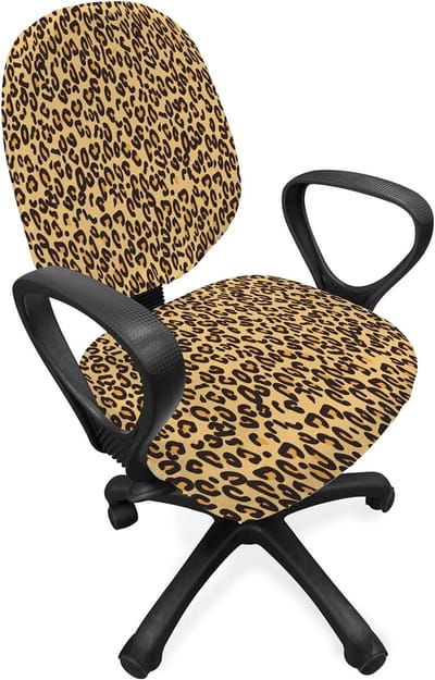 ABAKUHAUS Leopard Bureaustoel Onderbekleding, Continu Dierenpatroon, Decoratieve Beschermhoes van Rekstof, Pastel Brown Brown
