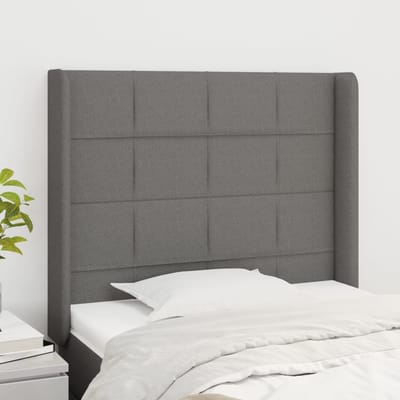 vidaXL - Hoofdbord - met - randen - 83x16x118/128 - cm - stof - donkergrijs