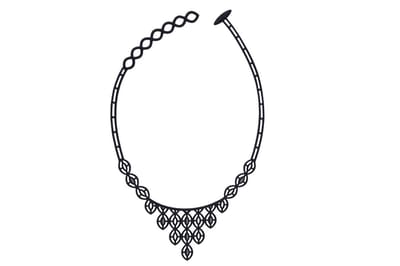 Batucada - Byzance - Collier van Plantaardige Oorsprong en Hypoallergeen - Vrouwen Ketting met Byzantijnse tekening - Antiallergisch Halsketting – Zwart - Goud - lengte 39/46 cm - effect Tattoo - ziet er uit als Rubber