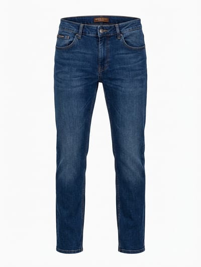 OMBRE Broek - Slim Fit - Katoen - Rits Blauw S