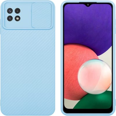 Cadorabo Hoesje geschikt voor Samsung Galaxy A22 5G in Bonbon Licht Blauw - Beschermhoes van flexibel TPU-silicone Case Cover en met camerabescherming