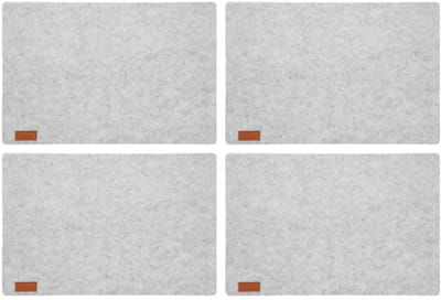 Cepewa Tafel placemats - 4x stuks - vilt - lichtgrijs - 30 x 45 cm - met ronde hoeken - Diner - ontbijt