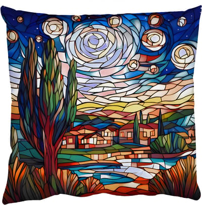 Sierkussens - Kussentjes Woonkamer - 50x50 cm - Hemel - Sterren - Mozaïek - Huizen