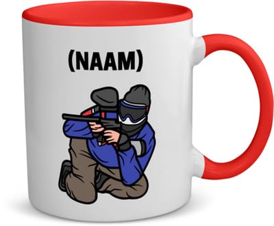 Akyol - paintball met eigen naam koffiemok - theemok - rood - Sport - paintballer - sport - 350 ML inhoud