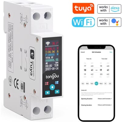 tongou Tuya Wifi 35mm DIN RAIL Schakelaar Intelligente Meter Stroomonderbreker LED Energiemeter KWh Vermogen veelkleurig