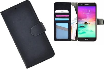 Geschikt voor LG K10 2017 Zwart wallet bookcase portemonnee hoesje