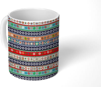Mok - Koffiemok - Patroon - Azteken - Symbolen - Regenboog - Mokken - 350 ML - Beker - Koffiemokken - Theemok