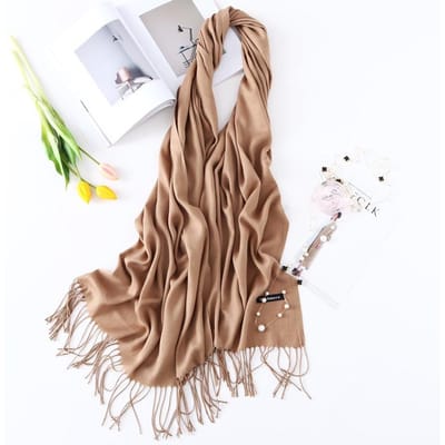 nouveaux foulards chauds printemps hiver pour femmes châles et wraps dame pashmina pur uni long cachemire foulard de tête hijabs étoles One Size beige