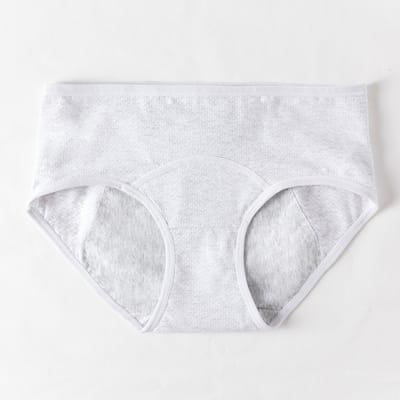 Verpakking van 4 stuks menstruatieondergoed voor dames, lekvrij maandverband, geschikt voor de periode na de bevalling, slips met een middelhoge taille,Lichtgrijs-M