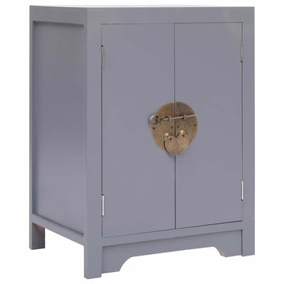 vidaXL - Nachtkastje - 38x28x52 - cm - paulowniahout - grijs