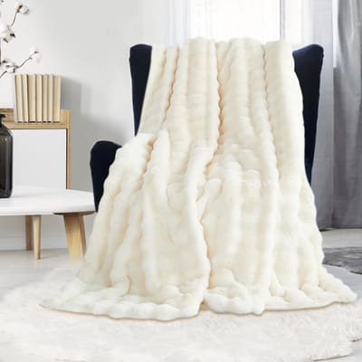 Luxe pluche deken - Superzachte, gezellige en lichtgewicht dekens voor bed en bank (100 x 160 cm, wit)
