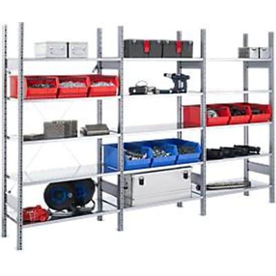 Legbordstelling FBR 2200, complete stelling 2,08 m, 1 basissectie en 2 aanbouwsecties incl. 15 legborden