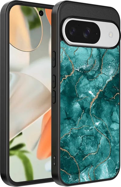 Geschikt voor Google Pixel 9 Telefoonhoesje met marmer opdruk - TPU backcover case marble design - Goud Groen - Smartphonica geschikt voor Google Pixel 9