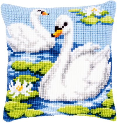 Vervaco - Kruissteekkussen kit - Zwanen - PN-0144079 - Borduren - Borduurpakket - Borduurpakket volwassenen - Borduurpakket kind