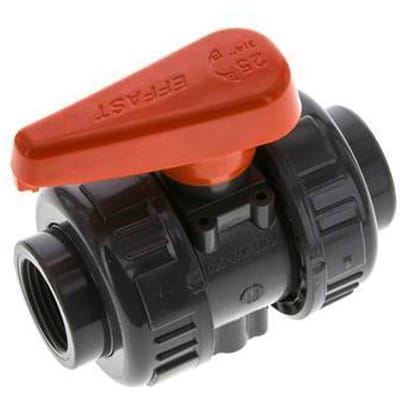 PVC 2-weg Kogelkraan Dubbele Wartel Rp 3/4'' EPDM